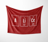 Personalised Name Science Chemical Periodic Soft Fleece Mink Blanket Gift Decor