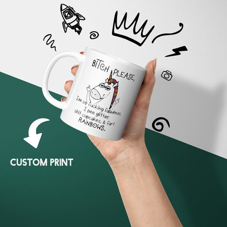 Unicorn Pee Glitter Rude Cheeky Funny Gift Coffee Tea Mug Coaster Option Him Her