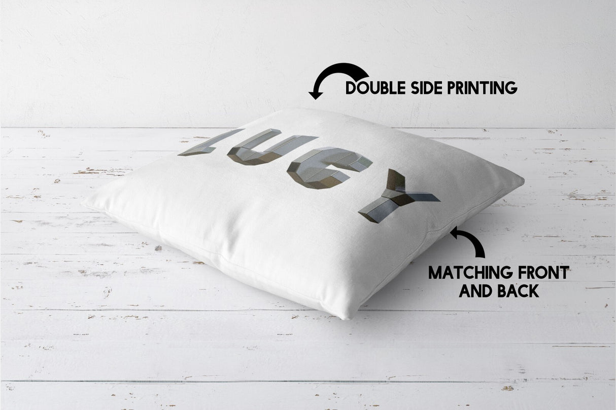 Personalised Geometal 3D Name Print Soft Square Filled Cushion Throw Decor