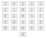 Personalised Unicorn Sparkly Kids Girls Monogram Alphabet Initial Letter Pillow