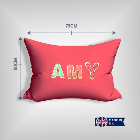Personalised Name Cookie Alphabet Font Customised Printed Soft Pillowcase Pillow
