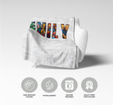 Personalised Superhero Any Name Text Soft Warm Kids Fleece Blanket Decoration