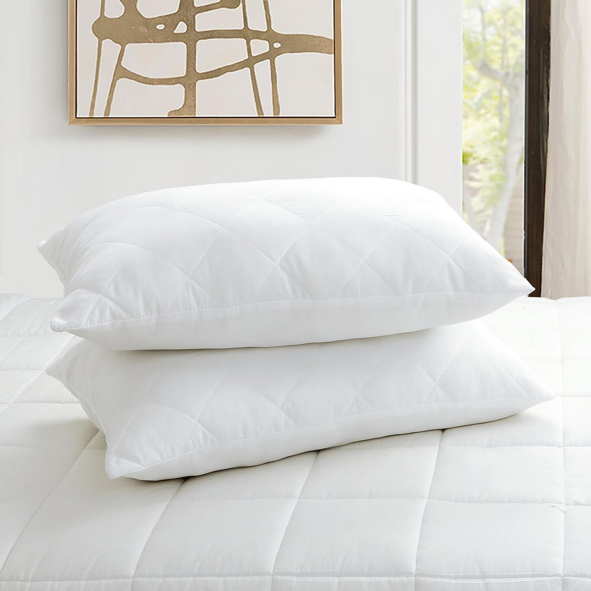 Luxury Quilted Pillows Hotel Quality Soft Cover Anti-Allergy Premium Filled