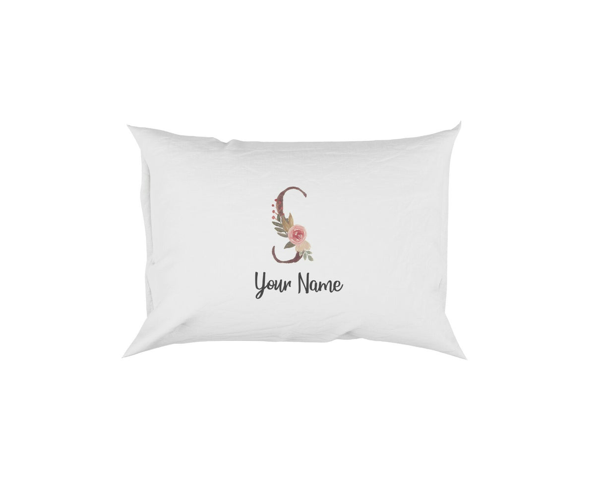 Personalised Floral Watercolour Hand Paint Effect Alphabet Floral Name Pillow