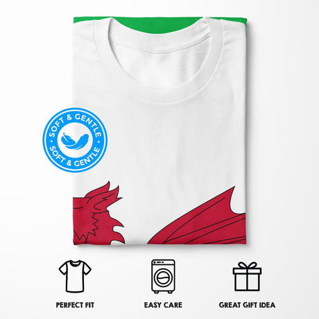 Custom Welsh Dragon Flag T-Shirt All Over Print Unisex Patriotic Tee Gift