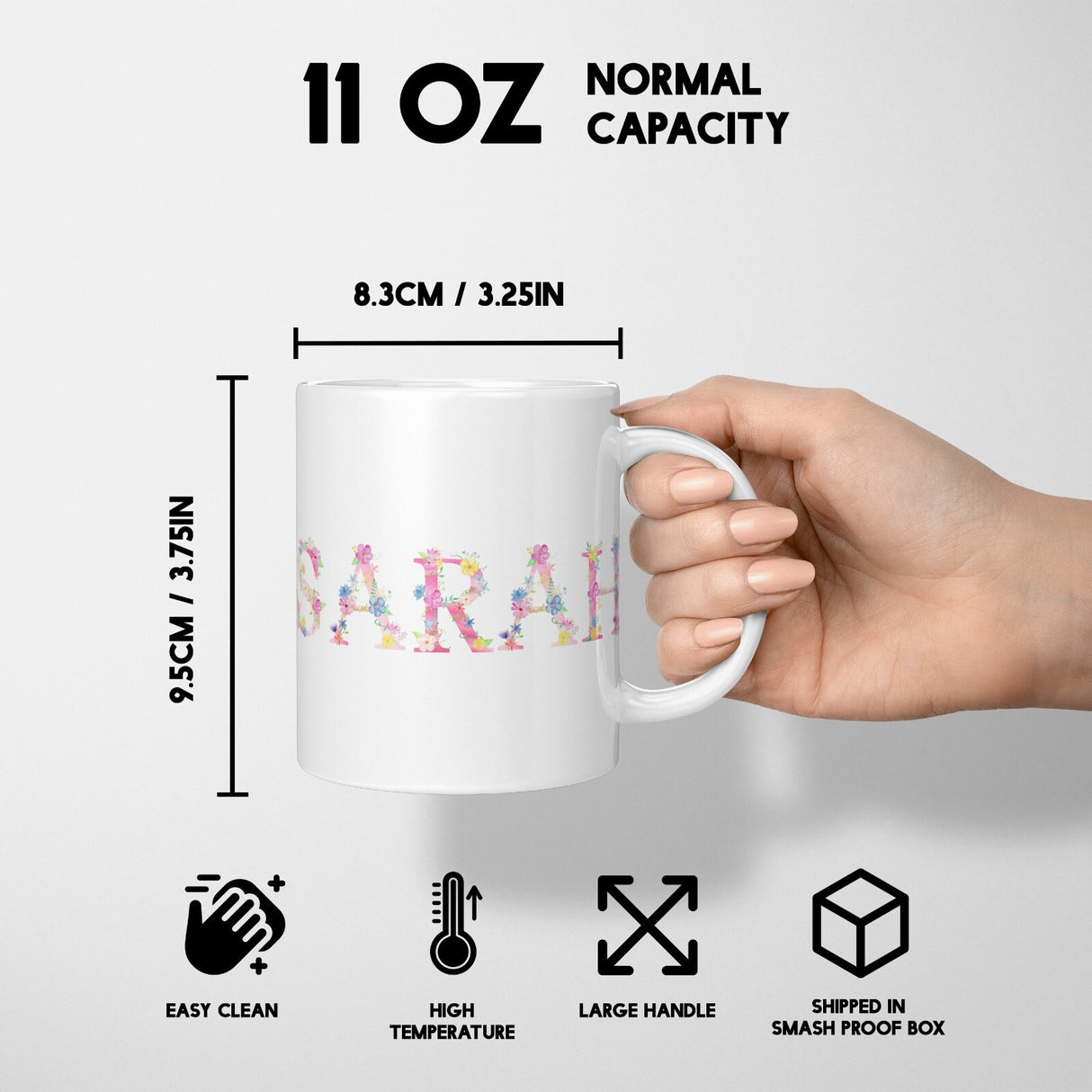 Personalised Pink Floral Alphabet Print Coffee Tea Mug Coaster Gift Him Her Girl
