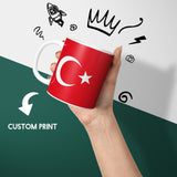 Turkey Flag Turkish Design Coffee Tea Mug Cup Set Coaster - Gift Him Her Custom
