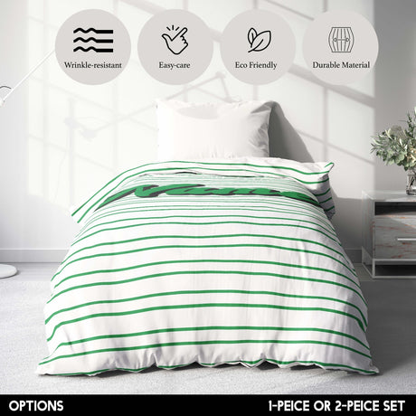 Personalised Custom Name Colour Stripe Retro Single Bed Duvet Cover + Pillowcase
