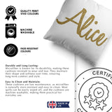 Personalised Name Gold Glitter Font Print Soft Square Filled Cushion Throw Decor