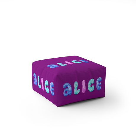Personalised 3D Bubble Any Name Kids Font Ottoman Filled Pouffe Washable Cover