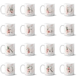 Gentle Touch Blush Pink Design Name Initial Letter Coffee Mug Gift 11oz Ceramic