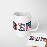 Personalised Vintage Ornament Retro Print Coffee Tea Mug Coaster Gift Him Her