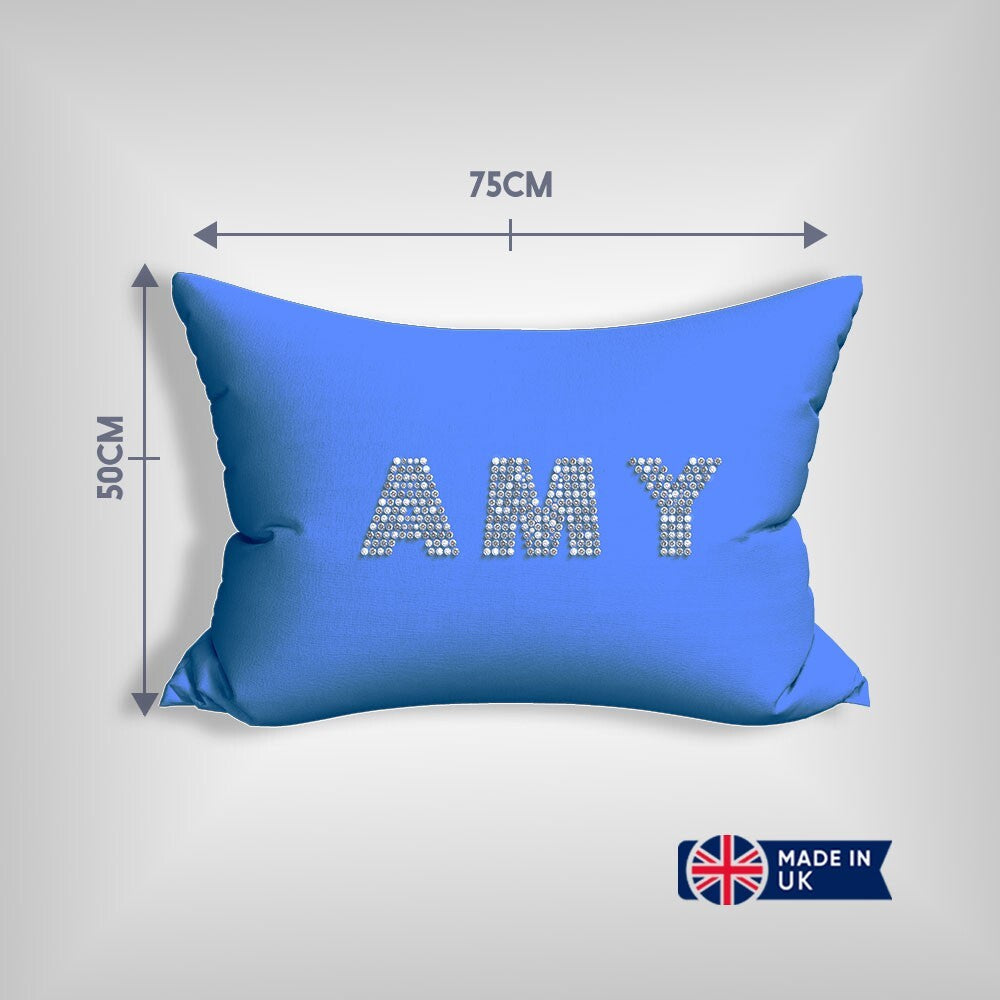 Personalised Name Diamond Gems Font Customised Printed Soft Pillowcase Pillow
