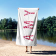 Personalised Any Name Pink Rose Petals Coloured Absorbent Beach Bath Sheet Towel