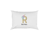 Personalised Unicorn Sparkly Kids Girls Monogram Alphabet Initial Letter Pillow