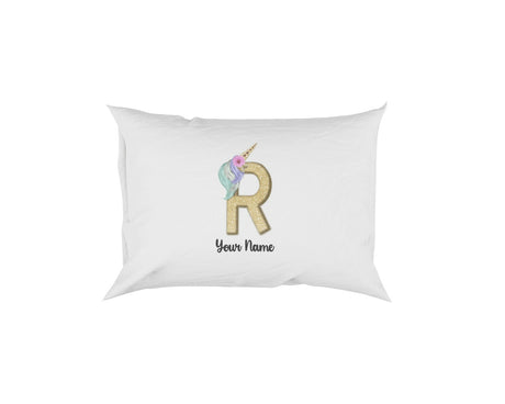 Personalised Unicorn Sparkly Kids Girls Monogram Alphabet Initial Letter Pillow