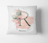 Personalised Gentle Blush Floral Pink Name Monogram Cushion Cover Case & Insert 