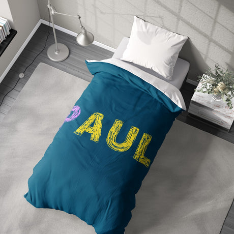 Personalised Any Name Colourful Crayon Soft Single Size Novelty Bed Duvet Cover