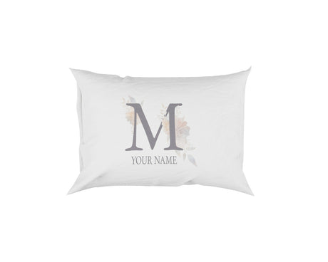 Personalised Misty Dusty Pastel Alphabet Floral Name Initial Letter Pillow Case