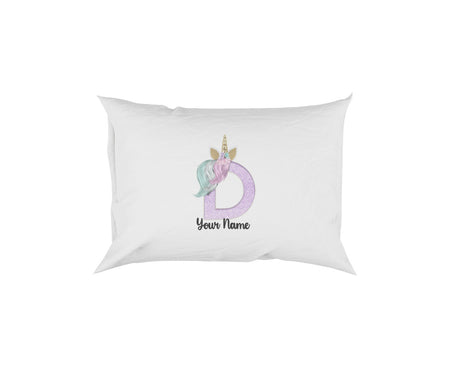 Personalised Unicorn Sparkly Kids Girls Monogram Alphabet Initial Letter Pillow