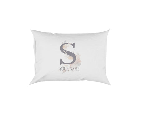 Personalised Misty Dusty Pastel Alphabet Floral Name Initial Letter Pillow Case
