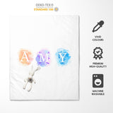 Personalised Name Watercolour Letters Font Kids Cot Bed Duvet Cover + Pillowcase