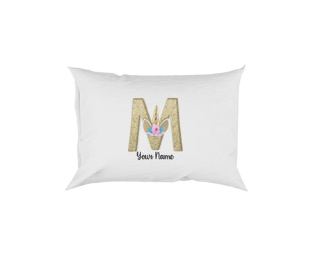 Personalised Unicorn Sparkly Kids Girls Monogram Alphabet Initial Letter Pillow