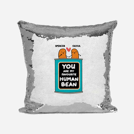 Personalised Name Shiny Sequin Magic Favourite Human Bean Cushion Cover + Pillow