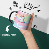 Personalised Custom Name Rainbow Unicorn Heat Sensitive Colour Changing Cup