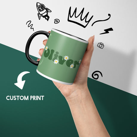 Personalised Custom Plain Groovy Font Daisy Heat Sensitive Colour Changing Mug