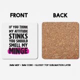 Attitude Stinks Rude Cheeky Funny Gift Coffee Tea Mug + Coaster Option Him Her