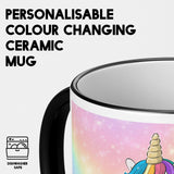 Personalised Custom Name Rainbow Unicorn Heat Sensitive Colour Changing Cup