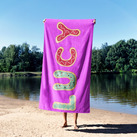 Personalised Any Name Cookie Alphabet Colour Absorbent Beach Bath Sheet Towel
