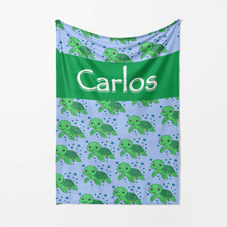 Personalised Custom Name Cartoon Baby Turtles Soft Fleece Blanket Decor Throw
