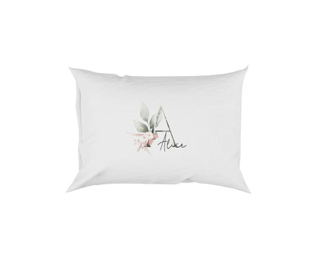 Personalised Your Name Gentle Botanical Blush Initial Letter Pillow Case Gift