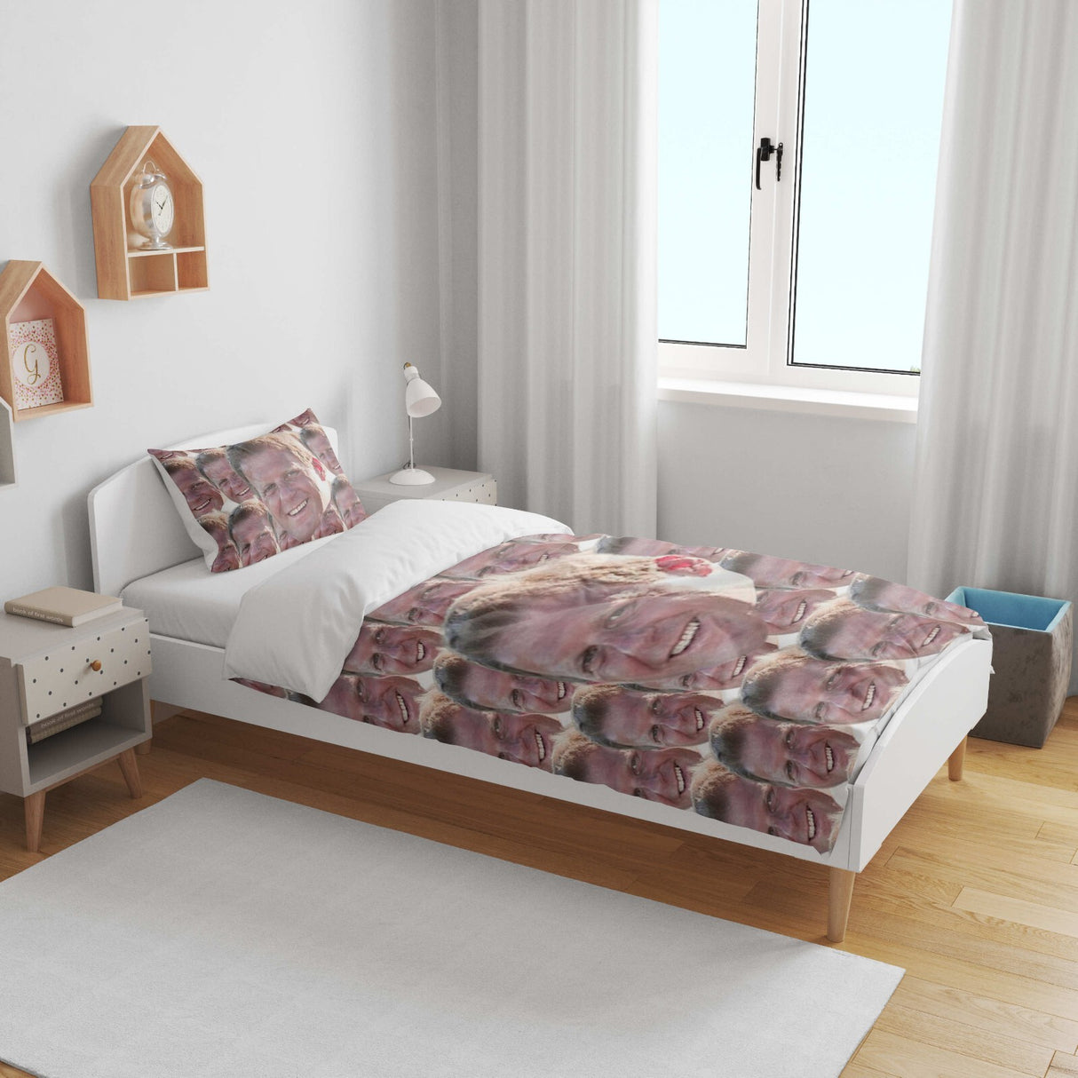 Funny Personalised Custom Photo Upload Collage Cot Bed Duvet Cover + Pillowcase