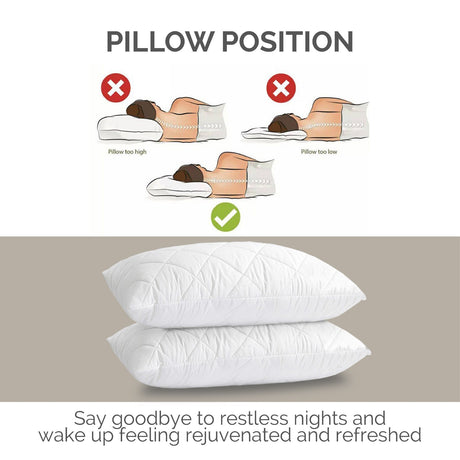 Pillows 2 Pack Hotel Quality Luxury Quilted Cover Anti-Allergy Premium Filled