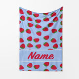 Personalised Custom Name Colour Strawberries Soft Warm Fleece Blanket Decoration