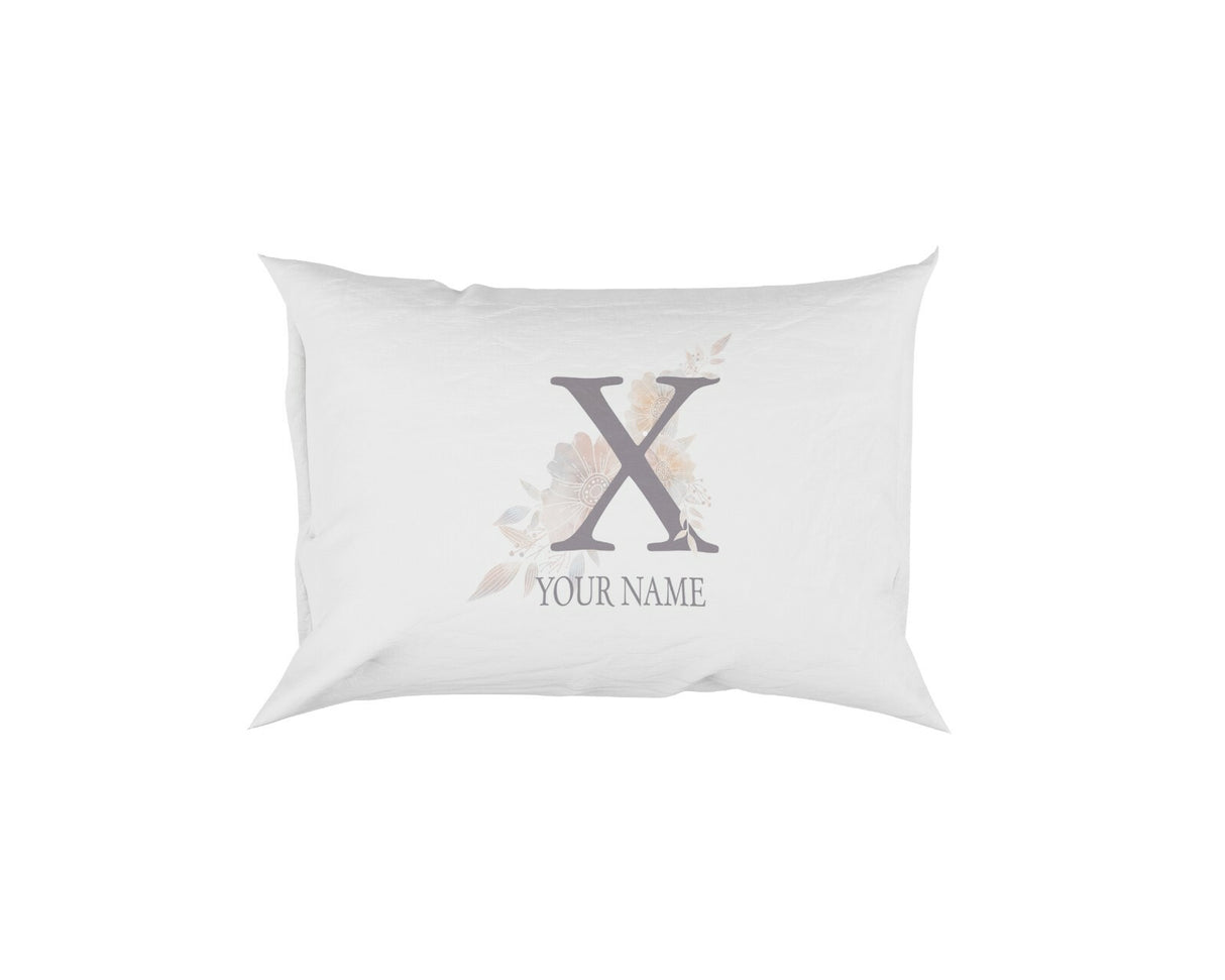 Personalised Misty Dusty Pastel Alphabet Floral Name Initial Letter Pillow Case