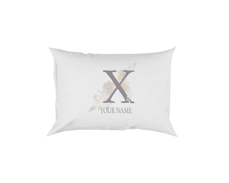 Personalised Misty Dusty Pastel Alphabet Floral Name Initial Letter Pillow Case