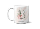Gentle Touch Blush Pink Design Name Initial Letter Coffee Mug Gift 11oz Ceramic