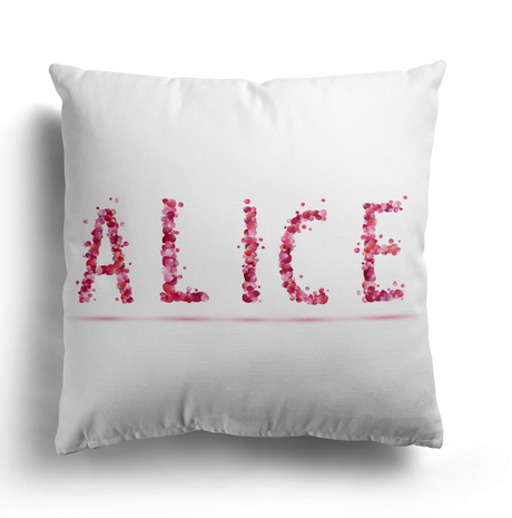 Personalised Name Pink Rose Petals Soft Square Filled Cushion Throw Decor Gift