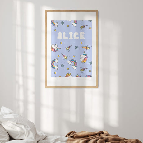Personalised Custom Name Colour Unicorn Ice Cream Wall Art Poster Print Decor