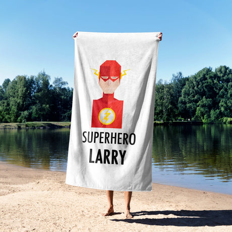 Superhero Personalised Name Custom Colour Kids Absorbent Beach Bath Sheet Towel