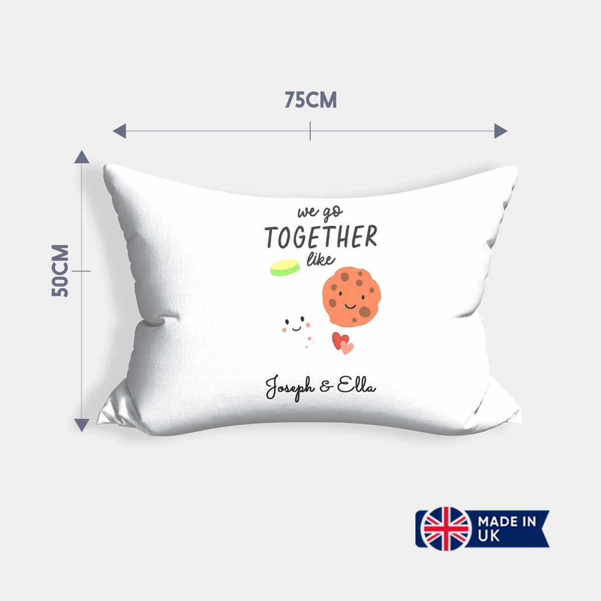 We Go Together Like Milk + Cookies Personalised Cheeky Funny Romantic Pillowcase