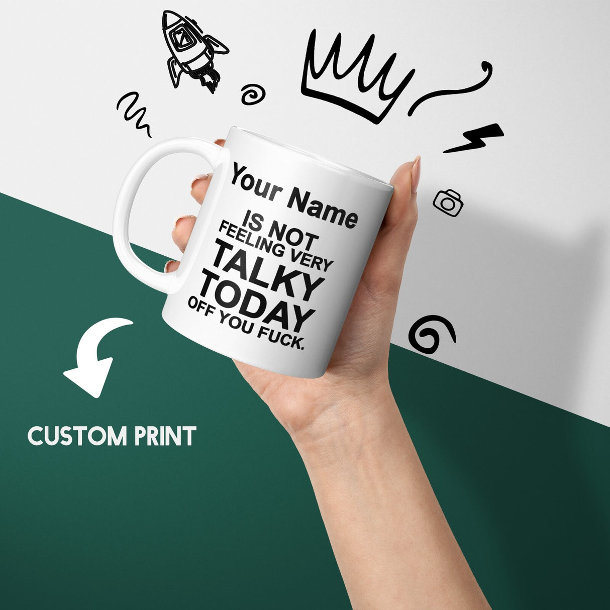 Not Very Talky Rude Cheeky Funny Gift Coffee Tea Mug Coaster + Option Him Her