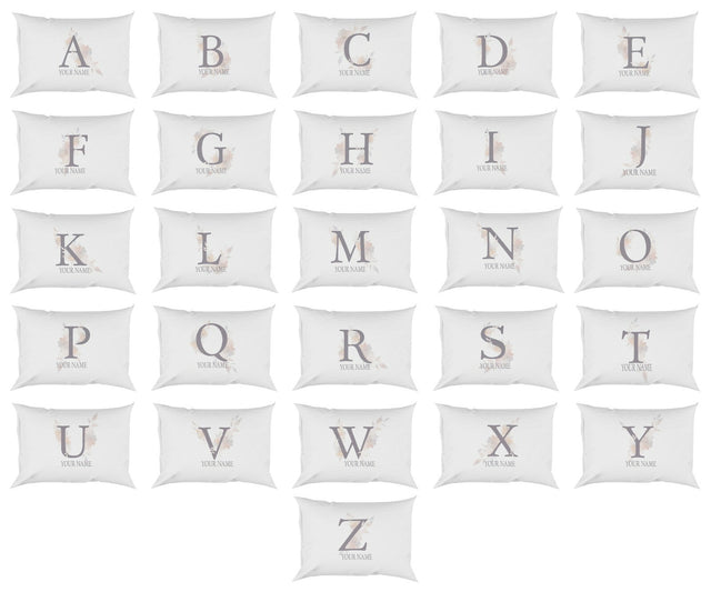 Personalised Misty Dusty Pastel Alphabet Floral Name Initial Letter Pillow Case