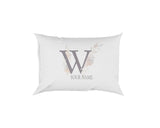 Personalised Misty Dusty Pastel Alphabet Floral Name Initial Letter Pillow Case