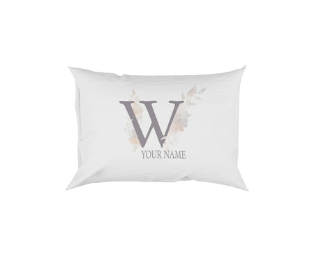 Personalised Misty Dusty Pastel Alphabet Floral Name Initial Letter Pillow Case