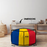 Romania Flag Patriotic Ottoman Filled Pouffe Footrest Washable Cover Custom Gift